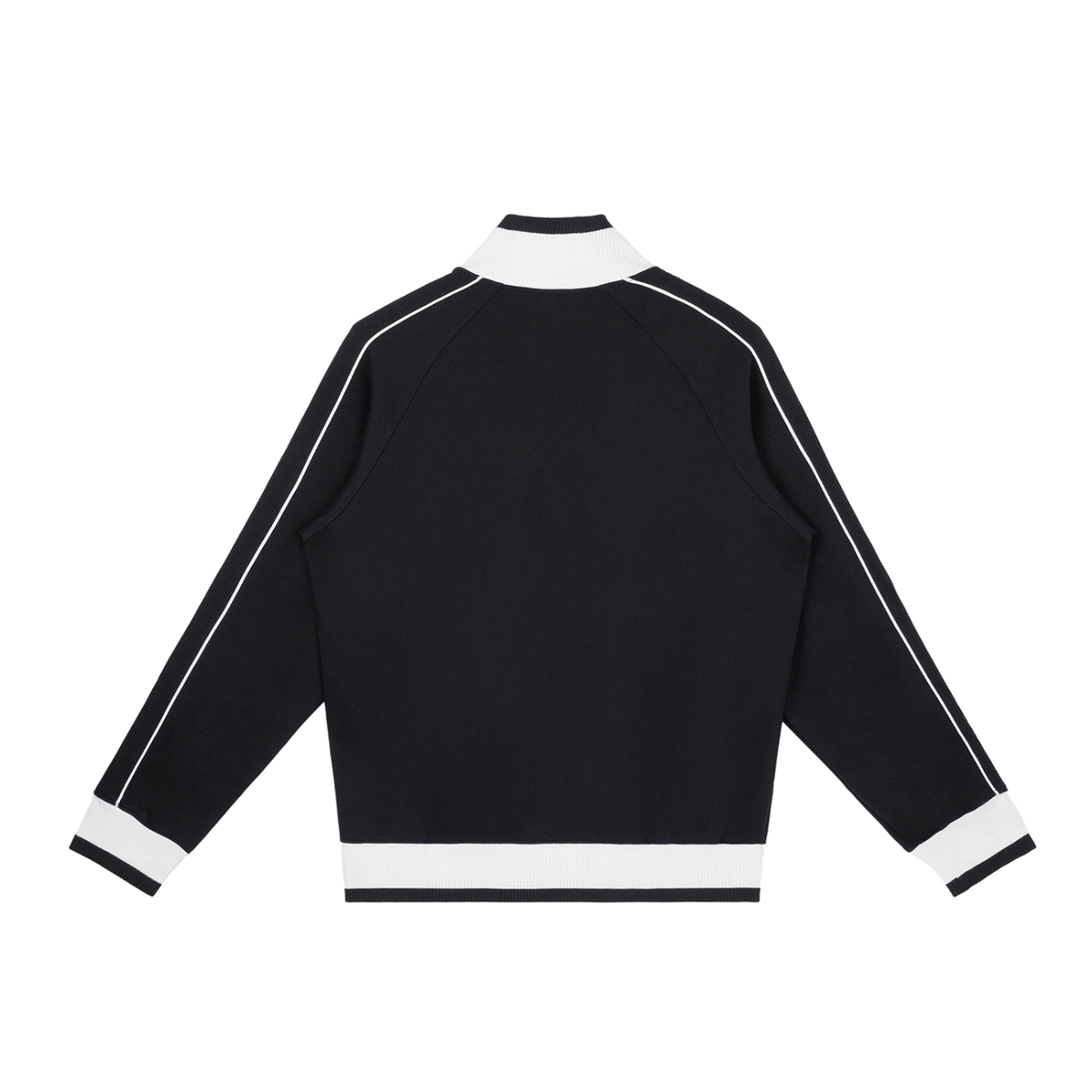MIROLYUB Switchback raglan track jacket in Black, back view.