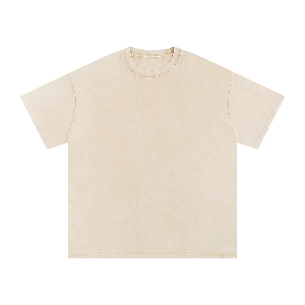 MIROLYUB Afterglow Snow-Wash Oversized Tee in Apricot, front view.