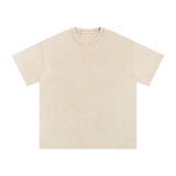 MIROLYUB Afterglow Snow-Wash Oversized Tee in Apricot, front view.