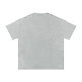 MIROLYUB Afterglow Snow-Wash Oversized Tee in Light Gray, back view.