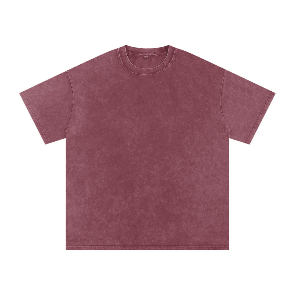 MIROLYUB Afterglow Snow-Wash Oversized Tee in Red, front view.