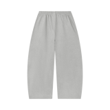 MIROLYUB Tessera waffle barrel pants in Light Gray, back view.