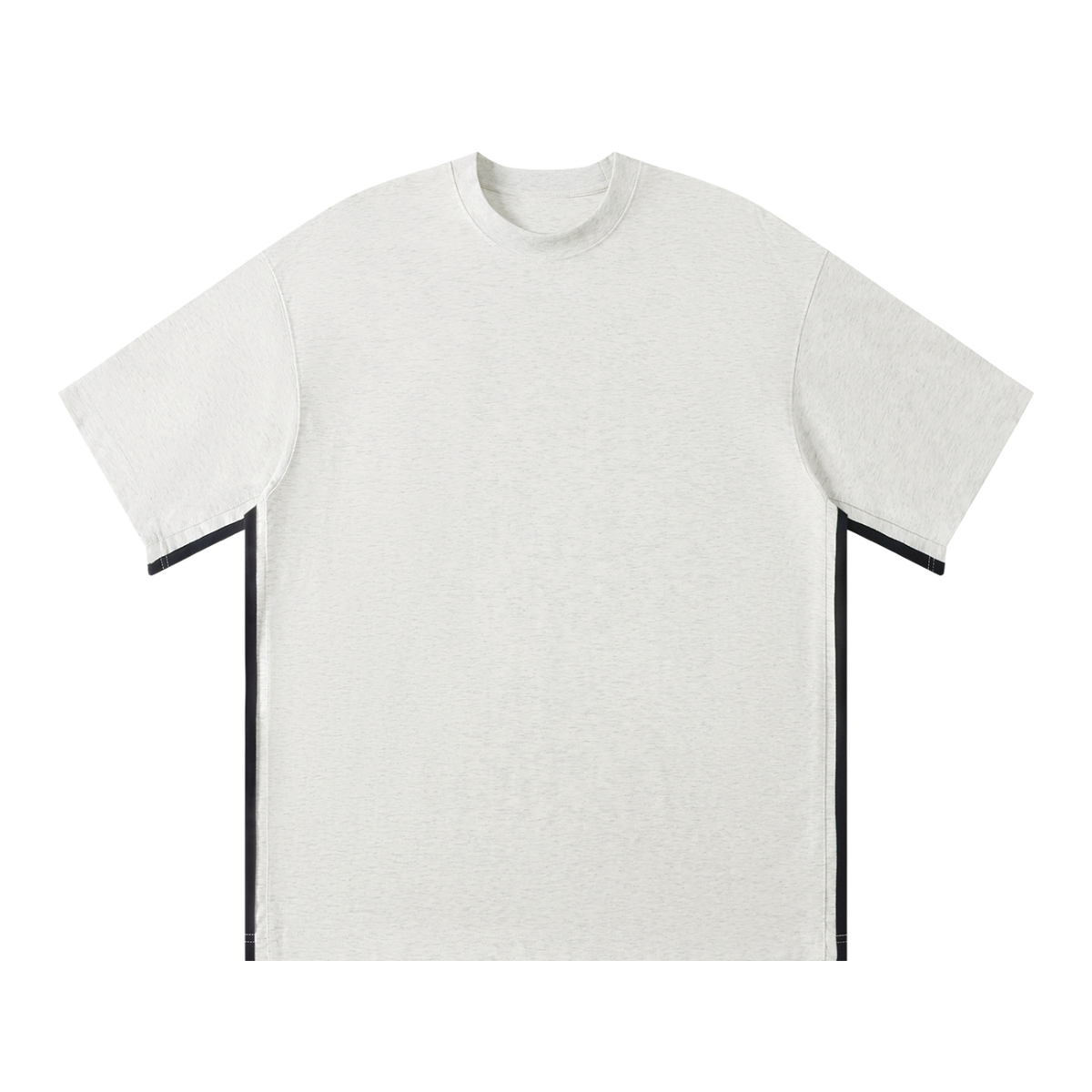 MIROLYUB Unisex Colorblock Crewneck T-Shirt — Flower Gray, front view