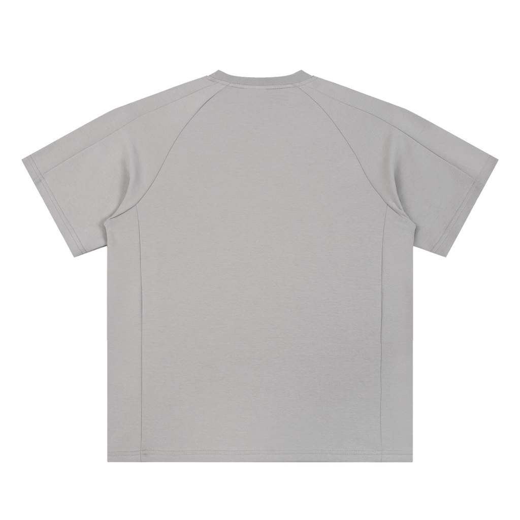 MIROLYUB Unisex Oversized Paneled Raglan T-Shirt — Light Gray — back view