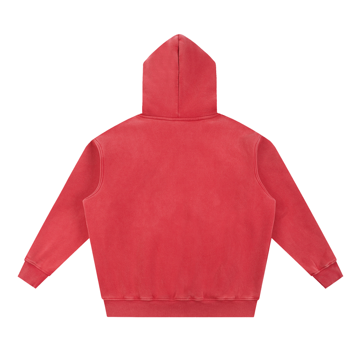Snow Wash Fleece Oversize Hoodie — Red, back view