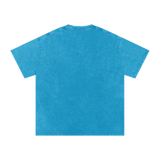 MIROLYUB Afterglow Snow-Wash Oversized Tee in Lake Blue, back view.