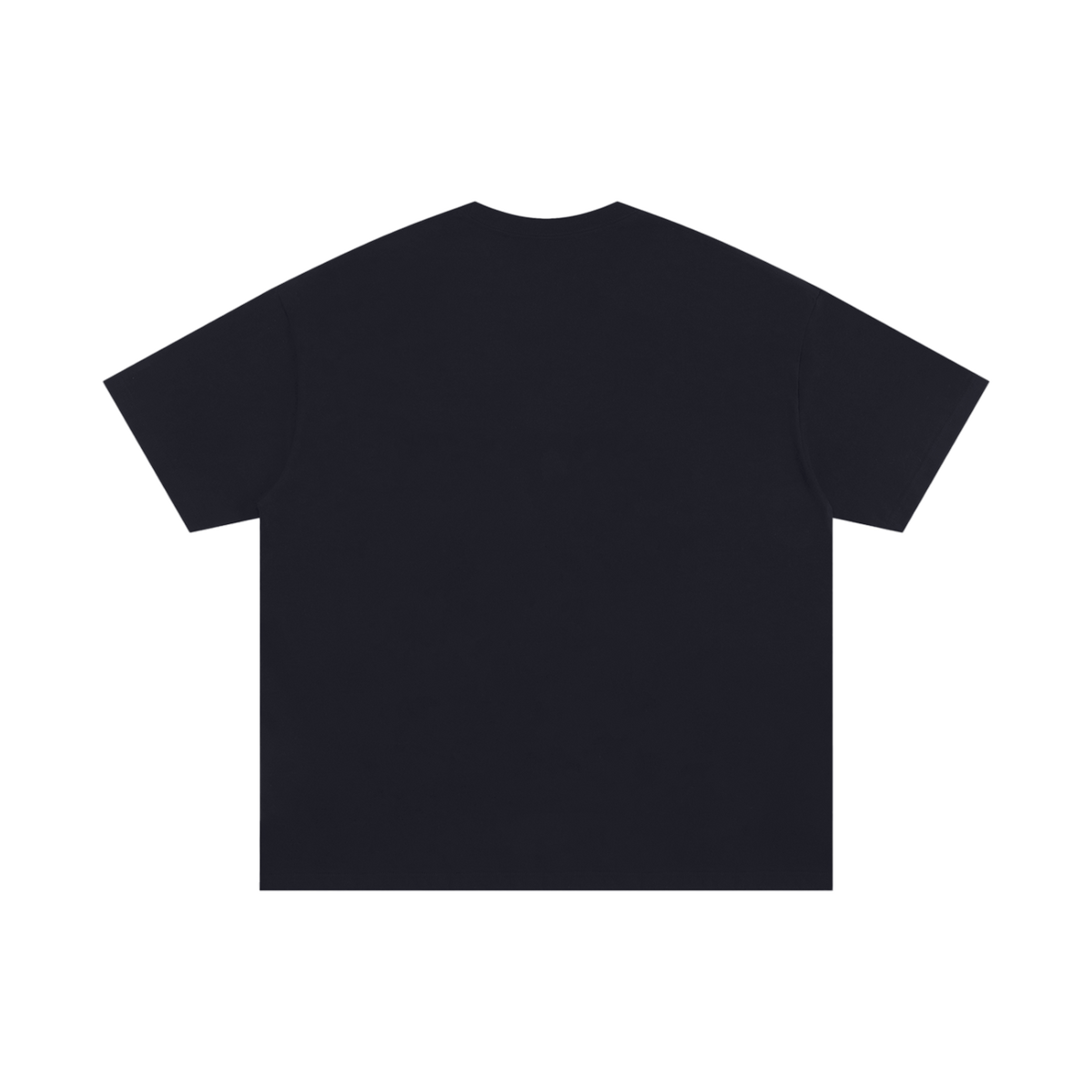 MIROLYUB Interval oversized cotton tee in Black, back view with dropped shoulders and a straight hem
