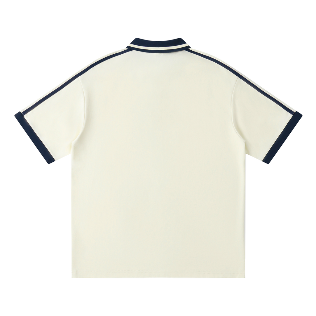 Traction contrast-piping polo in Apricot, back view