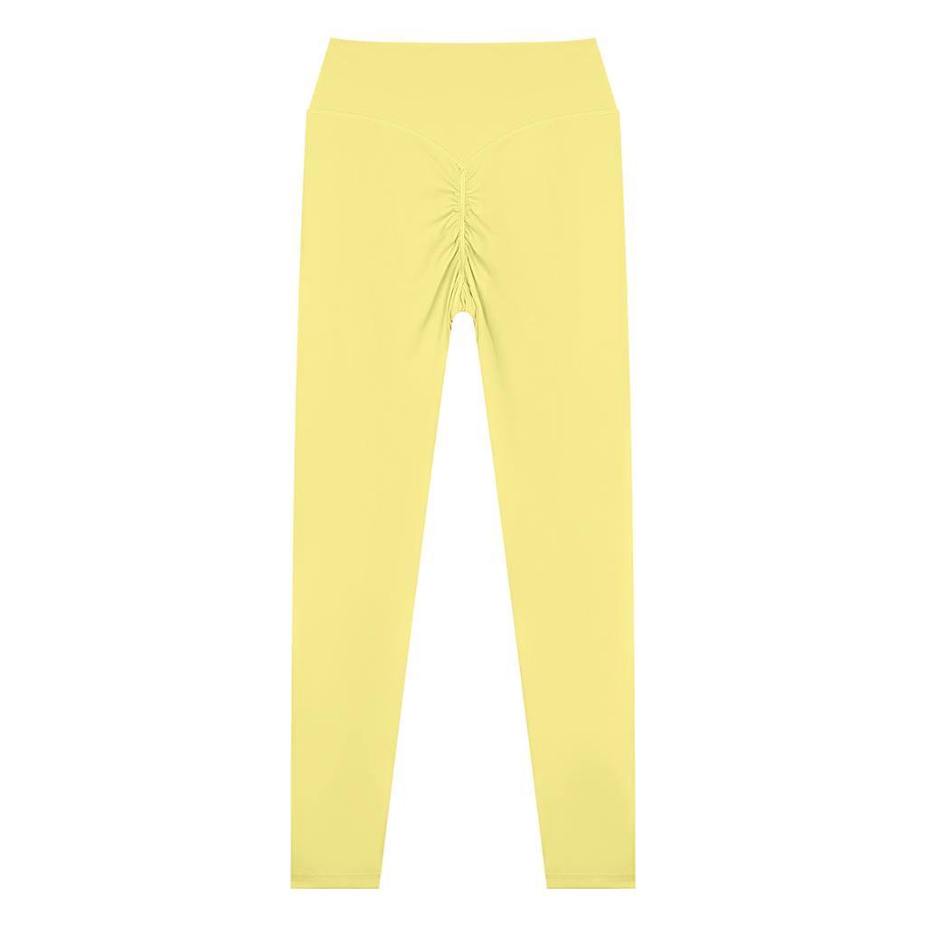 MIROLYUB Women’s High Waisted Yoga Leggings — Yellow, back view