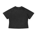 MIROLYUB Women's Mineral Wash Crop T-Shirt — Black, back view