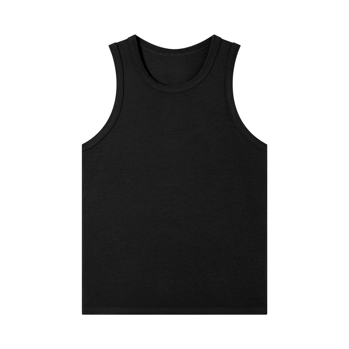 MIROLYUB Tension heavyweight ribbed tank in Black, front view.