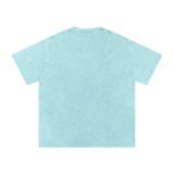 MIROLYUB Afterglow Snow-Wash Oversized Tee in Water Blue, back view.