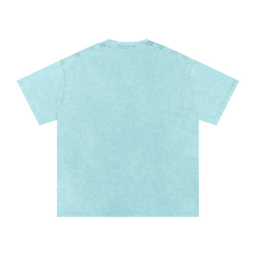 MIROLYUB Afterglow Snow-Wash Oversized Tee in Water Blue, back view.