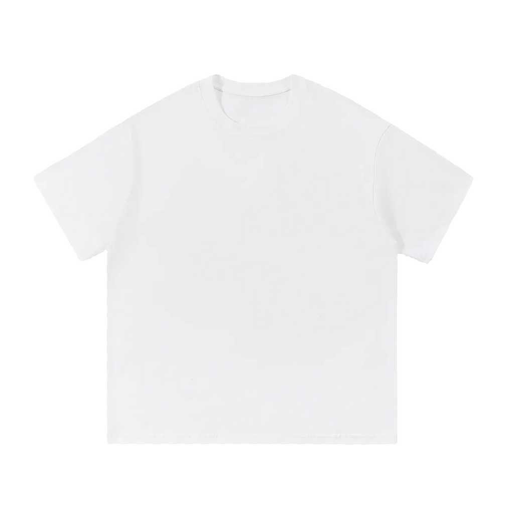 MIROLYUB Still Heavy Cotton Tee in White, front view.