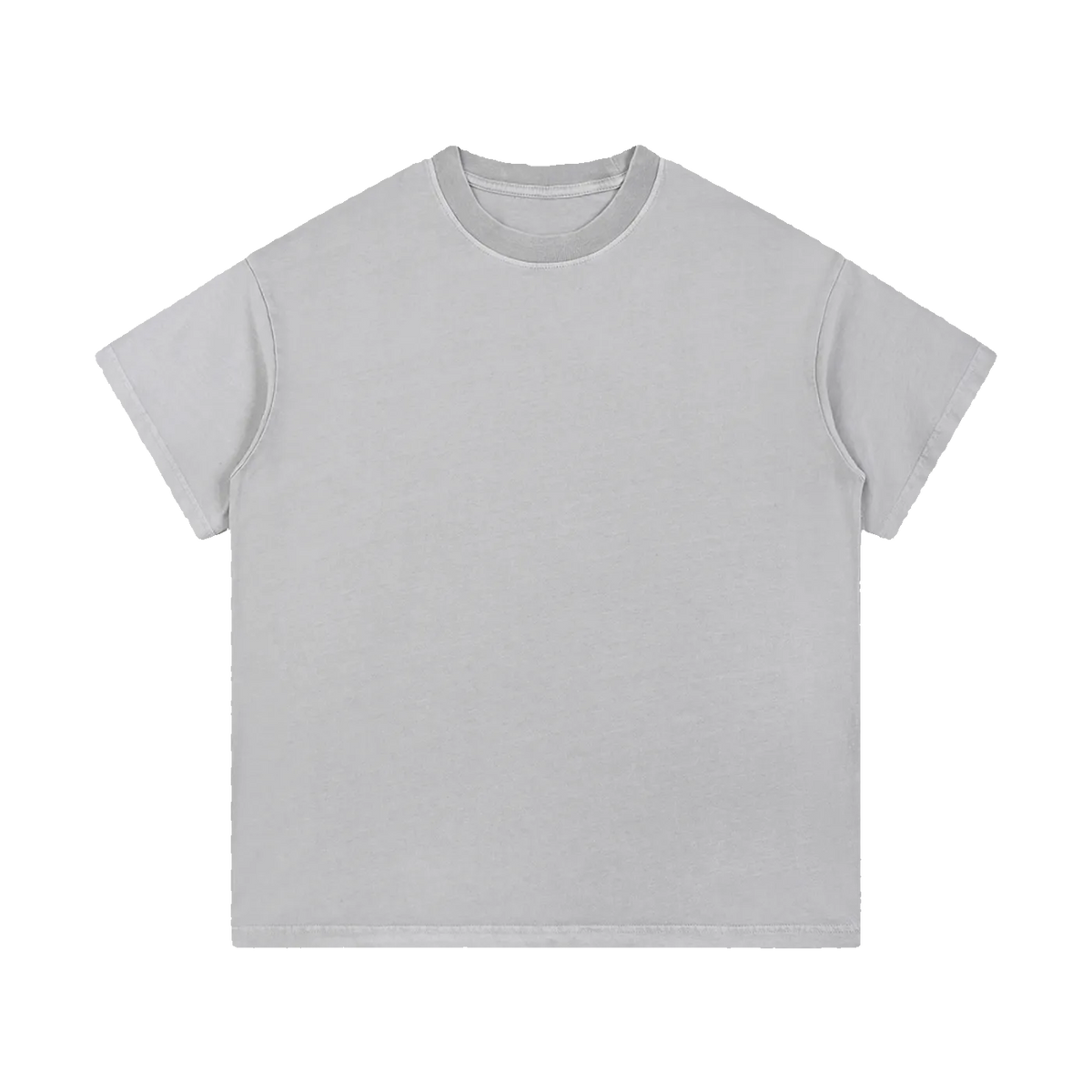 Palimpsest vintage-wash cotton tee in Light Gray, front view — MIROLYUB Essentials