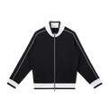 MIROLYUB Switchback raglan track jacket in Black, front view.