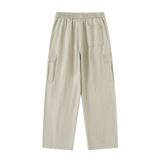 Traverse — Cotton Drawstring Cargo Pants / Chalk — Light Gray, back view