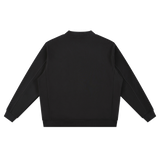 MIROLYUB Cloister heavyweight fleece cardigan in Black, back view.