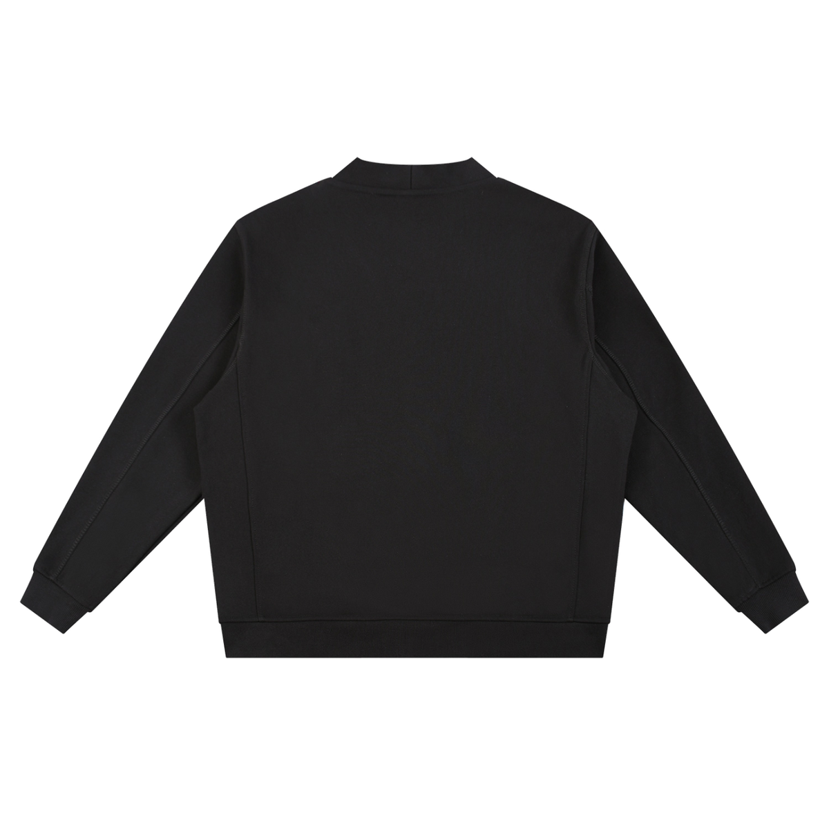 MIROLYUB Cloister heavyweight fleece cardigan in Black, back view.