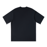 MIROLYUB Unisex Colorblock Crewneck T-Shirt — Navy Blue, back view
