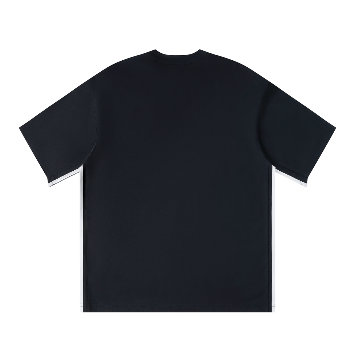 MIROLYUB Unisex Colorblock Crewneck T-Shirt — Navy Blue, back view