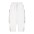 MIROLYUB Trace Piping Barrel Fleece Pants in White, front view.