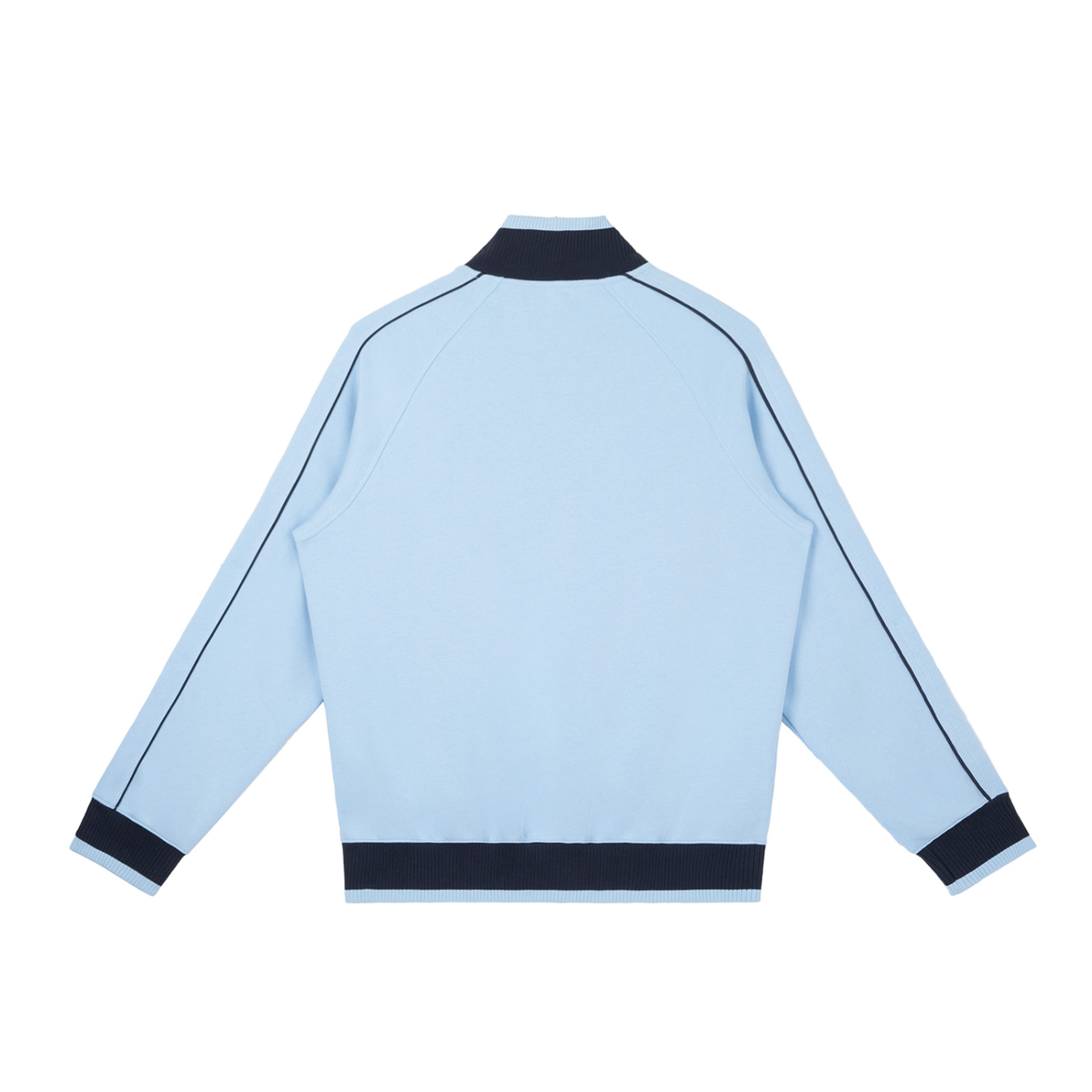 MIROLYUB Switchback raglan track jacket in Sky Blue, back view.