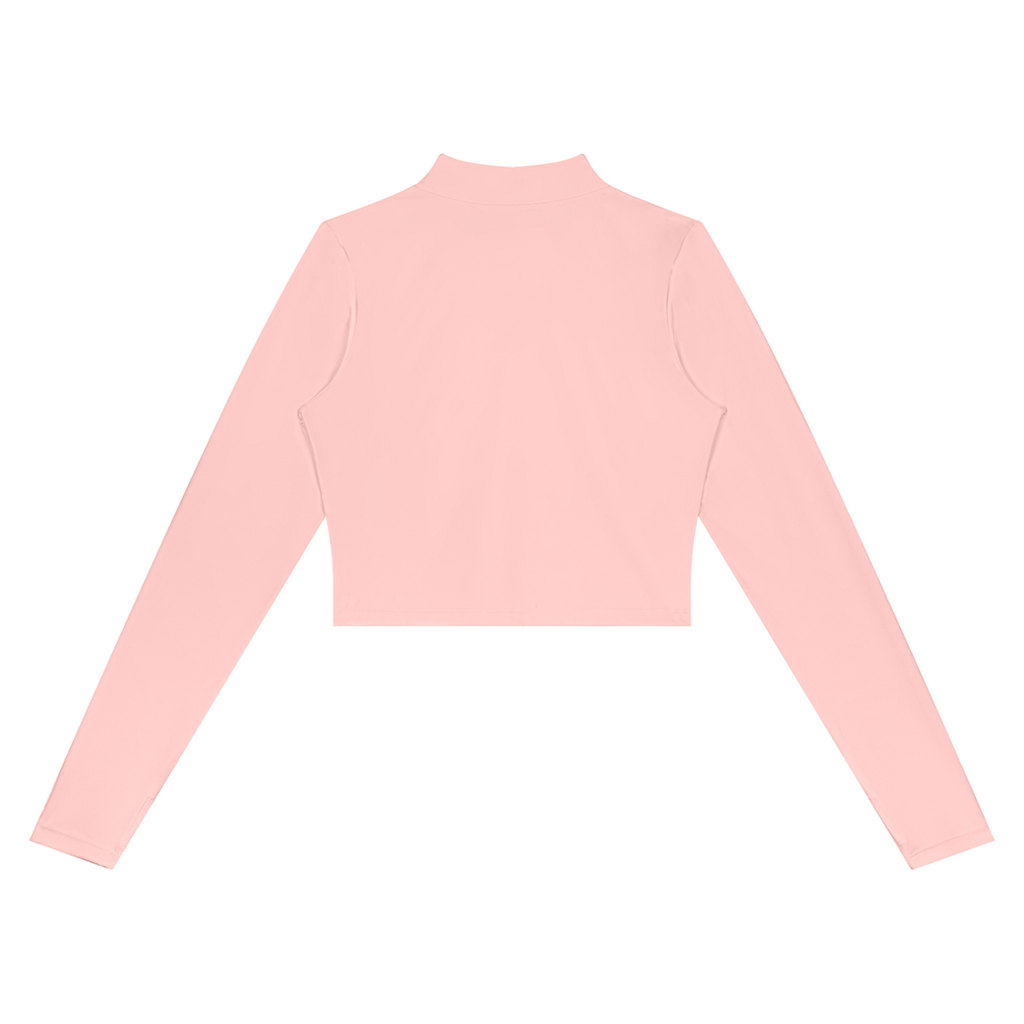 MIROLYUB Women’s Crop Yoga Sports Jacket — Pink, back view