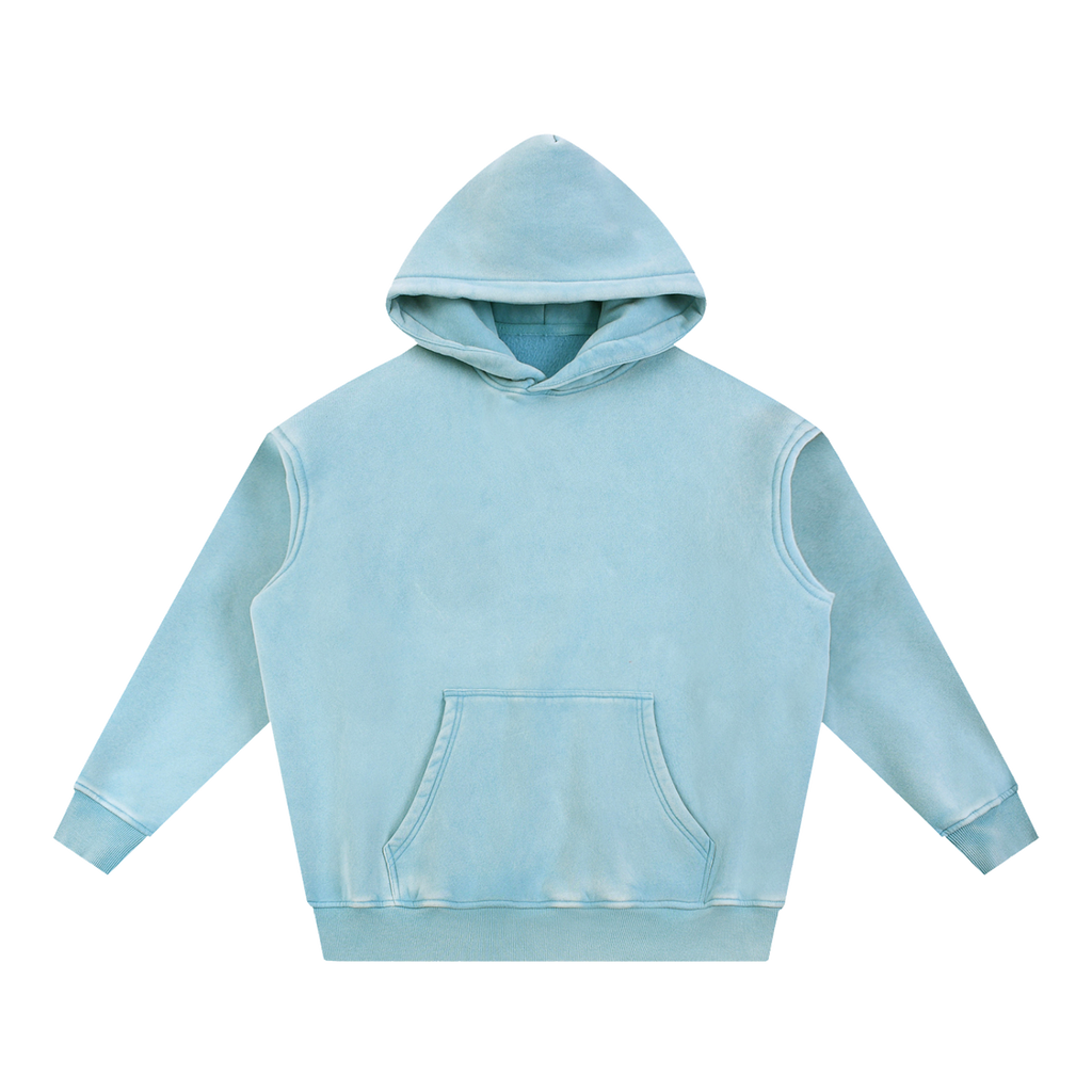 MIROLYUB Frostline Snow-Wash Hoodie in Lake blue, front view