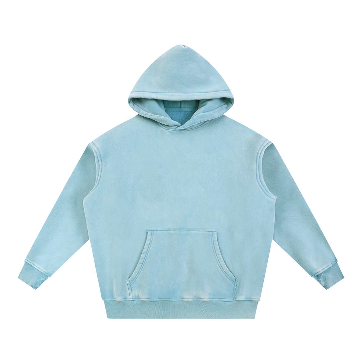 MIROLYUB Frostline Snow-Wash Hoodie in Lake blue, front view