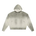 MIROLYUB Unisex Sunfade Distressed Boxy Hoodie — White Gray, front view