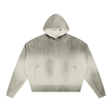MIROLYUB Unisex Sunfade Distressed Boxy Hoodie — White Gray, front view