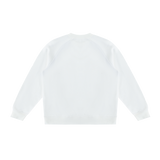 MIROLYUB Intersect Color-Block Sweatshirt in White with Sky Blue, back view