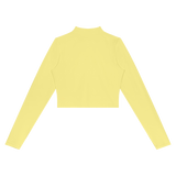 MIROLYUB Women’s Crop Yoga Sports Jacket — Yellow, back view