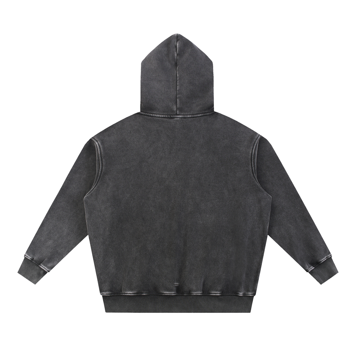 MIROLYUB Frostline Snow-Wash Oversized Hoodie in Black, back view