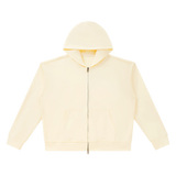 MIROLYUB Unisex Heavyweight Full Zip Boxy Hoodie — Apricot, front view