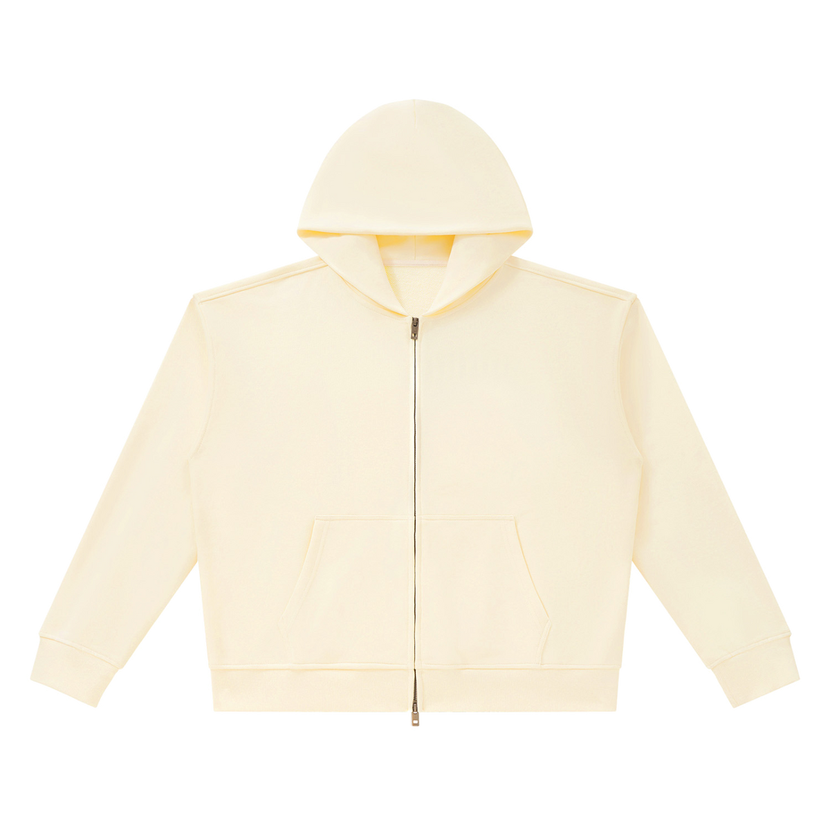MIROLYUB Unisex Heavyweight Full Zip Boxy Hoodie — Apricot, front view