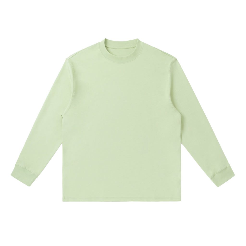 MIROLYUB Continuum cotton-blend long sleeve in Bean Green, front view.