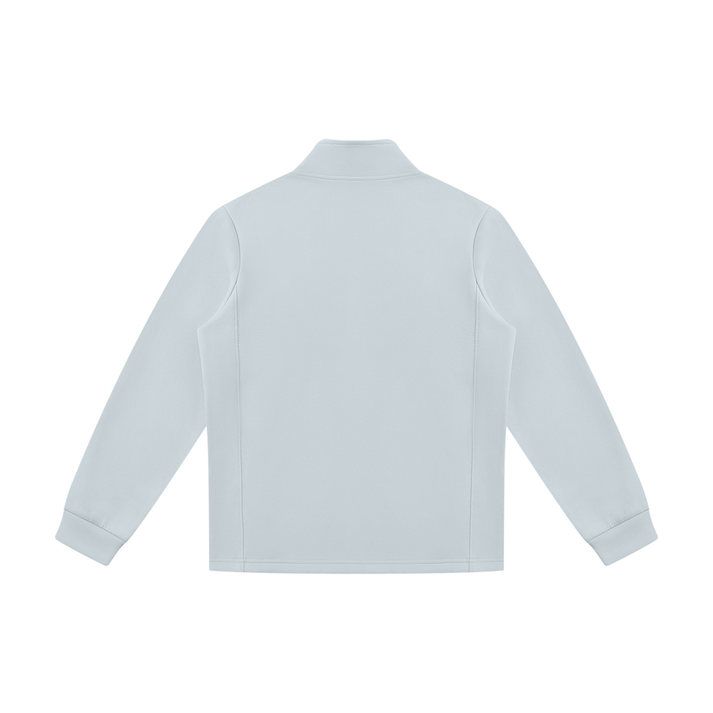 MIROLYUB Tangent stand-collar track jacket in Light Blue, back view.