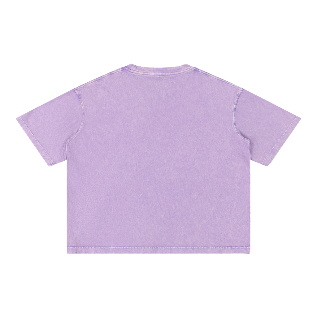 Mineral Wash Boxy Cotton T-Shirt — Purple, back view