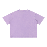 Mineral Wash Boxy Cotton T-Shirt — Purple, back view