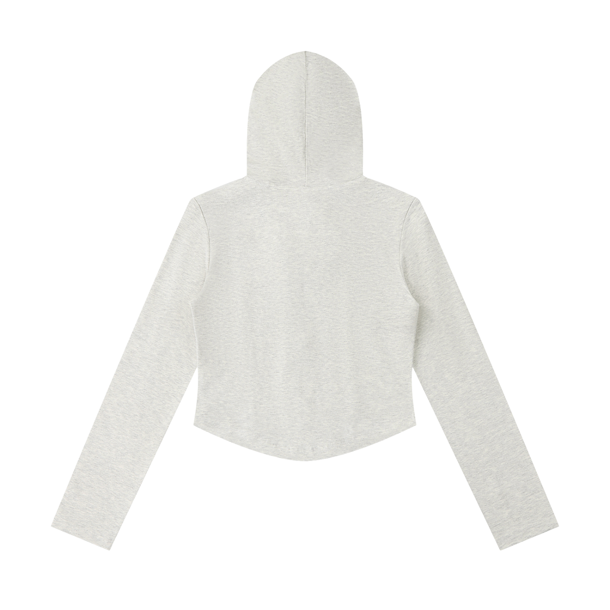 MIROLYUB Inflexion cropped full-zip hoodie in Oat Gray, back view