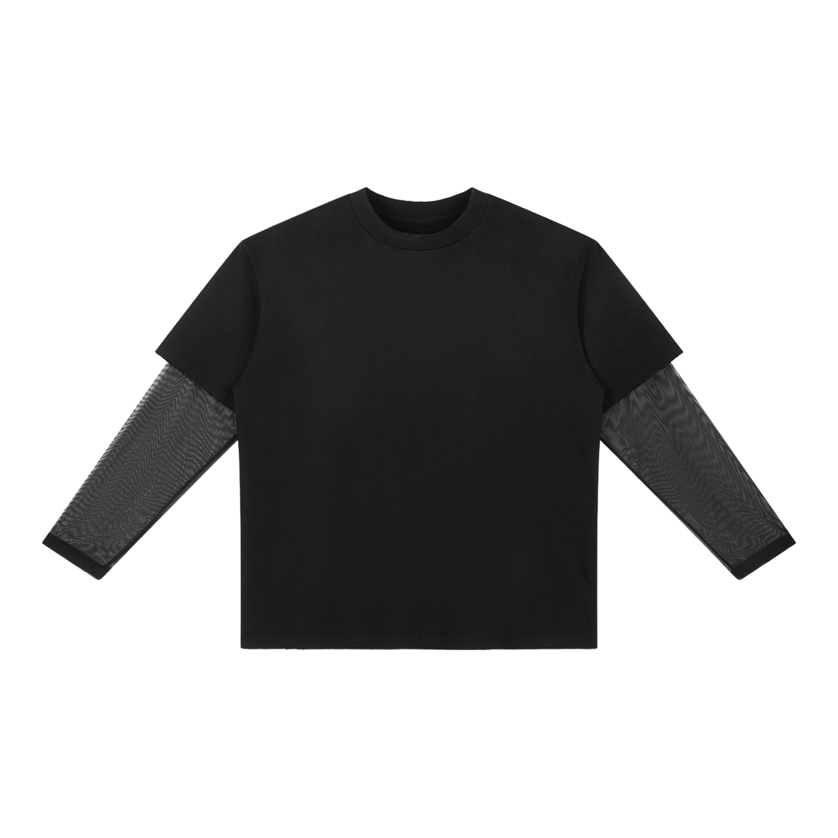 MIROLYUB Fadeline layered long-sleeve tee in Black, front view.