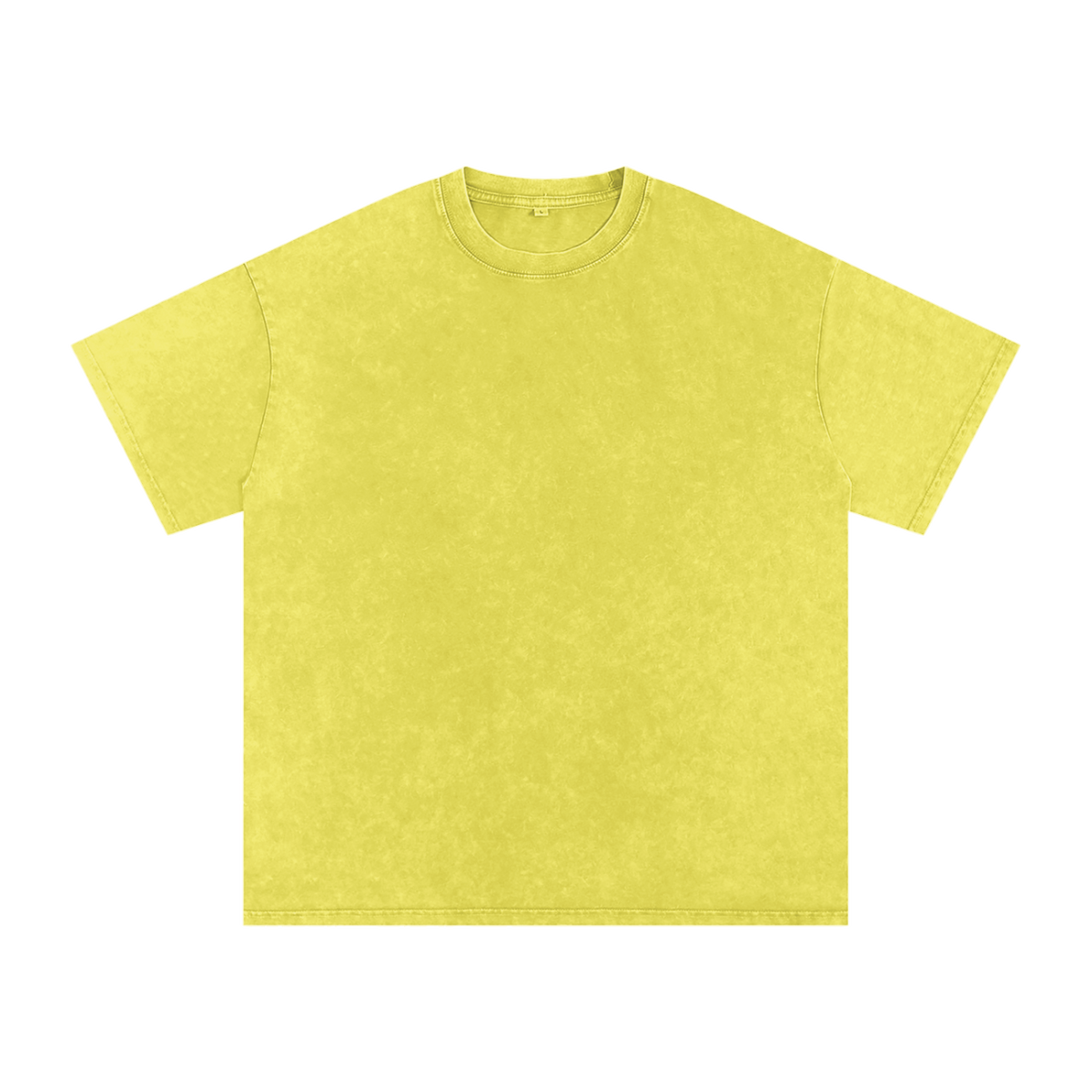 MIROLYUB Afterglow Snow-Wash Oversized Tee in Olive Yellow, front view.