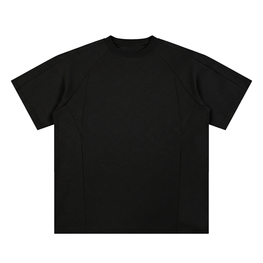 MIROLYUB Unisex Oversized Paneled Raglan T-Shirt — Black — front view