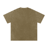 MIROLYUB Afterglow Snow-Wash Oversized Tee in Gray Green, back view.