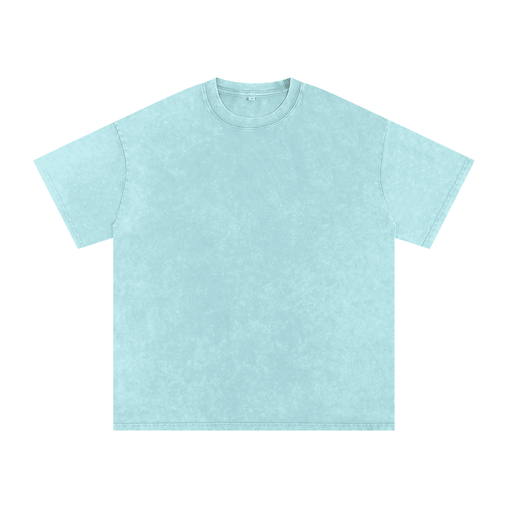 MIROLYUB Afterglow Snow-Wash Oversized Tee in Water Blue, front view.