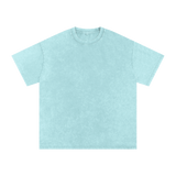 MIROLYUB Afterglow Snow-Wash Oversized Tee in Water Blue, front view.