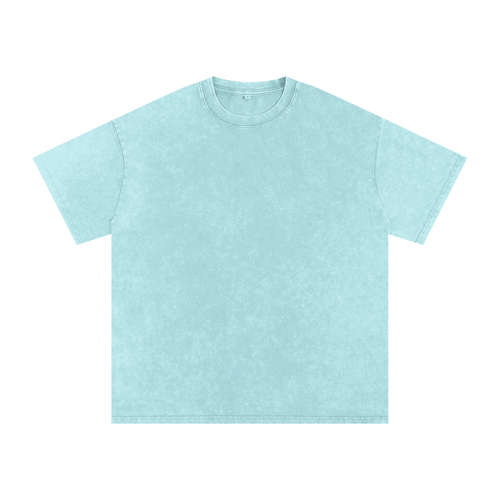 MIROLYUB Afterglow Snow-Wash Oversized Tee in Water Blue, front view.