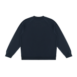 MIROLYUB Intersect Color-Block Sweatshirt in Navy Blue with White, back view